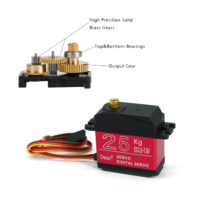 25KG digital servo solid brass gears and dual bearings feature